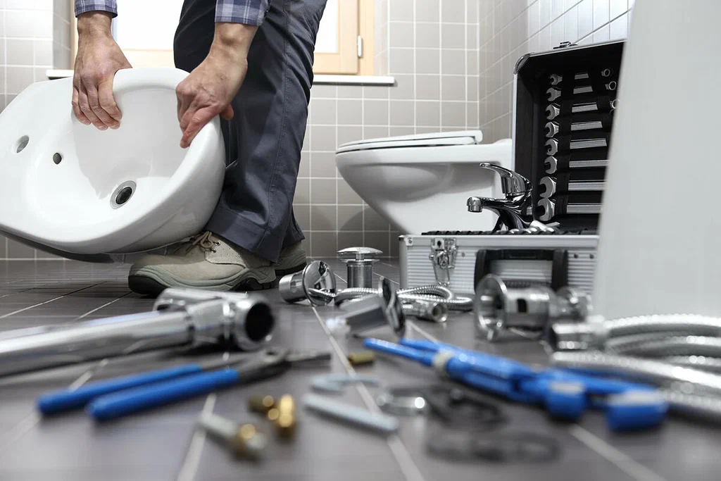 Plumbing tools prepared for a bathroom repair in Palm Harbor